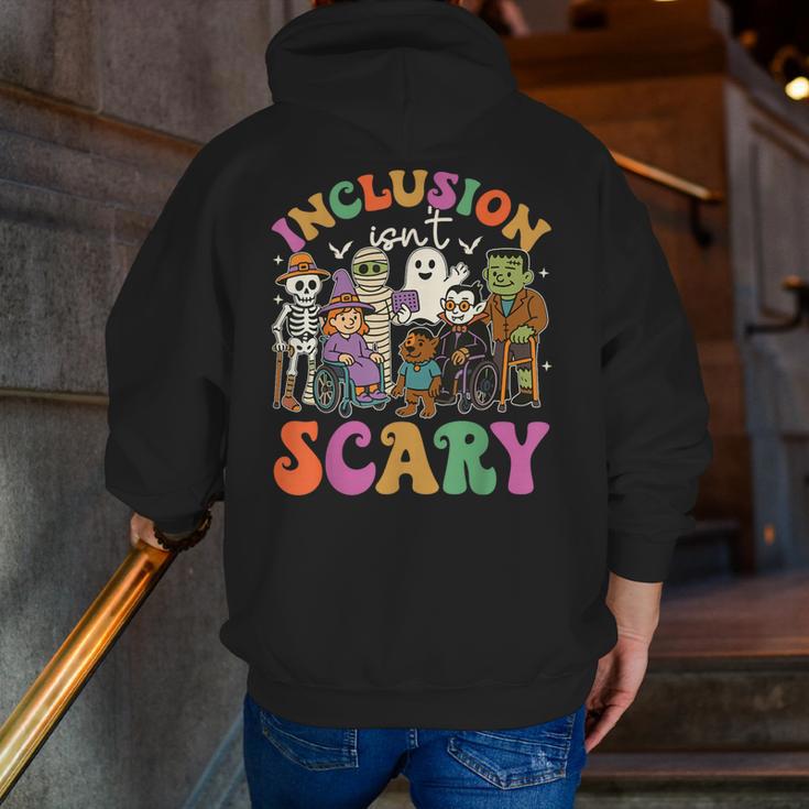 Inclusion Isnt Scary Halloween Skeleton Ghost Sped Teacher Men Zip Up Hoodie Back Print, funny gift Inclusion Isnt Scary Halloween Skeleton Ghost Sped Teacher Men Zip Up Hoodie Back Print, funny gift