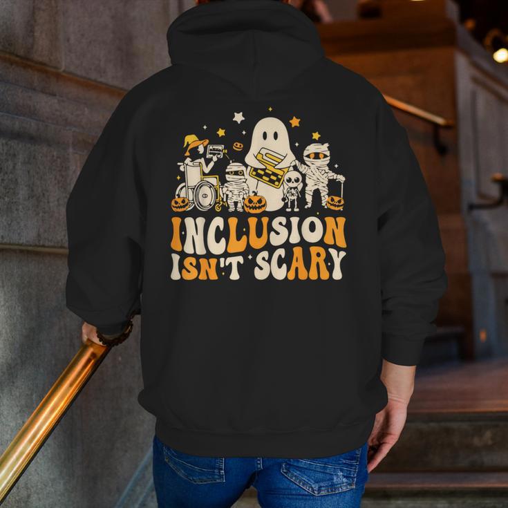Inclusion Isn't Scary Mummy Boo Ghost Halloween SLP Teacher Men Zip Up Hoodie Back Print, funny gift