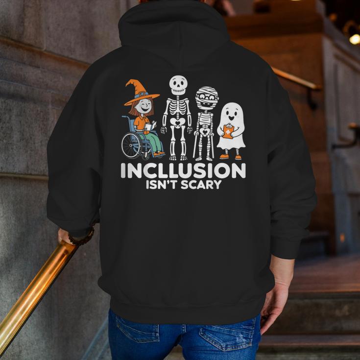 Inclusion Isn't Scary SLP Halloween Costume Sped Teacher Men Zip Up Hoodie Back Print, funny gift