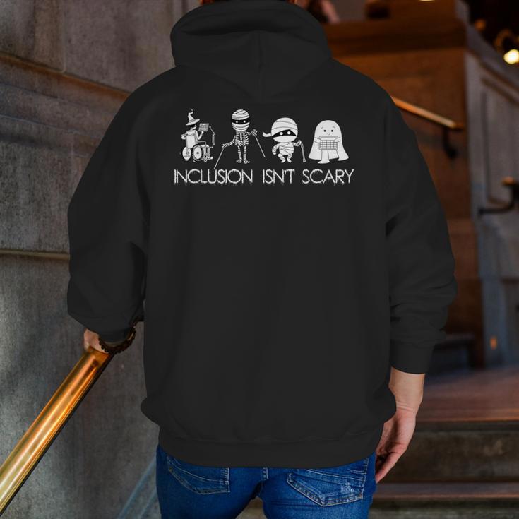 Inclusion Isn't Scary Slp Halloween Sped Teacher Ghost Mummy Men Zip Up Hoodie Back Print, funny gift