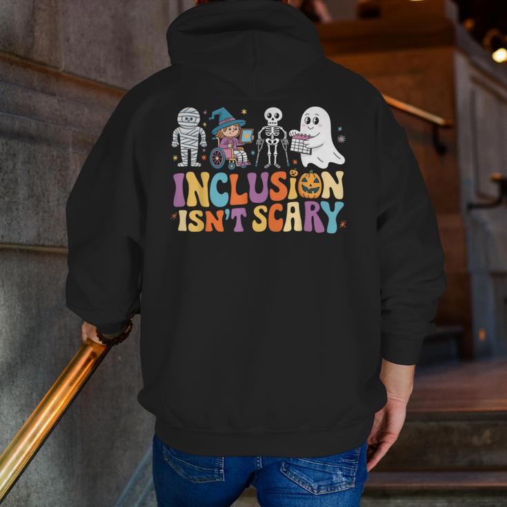 Inclusion Isn't Scary SLP Halloween Sped Teacher Men Zip Up Hoodie Back Print, funny gift