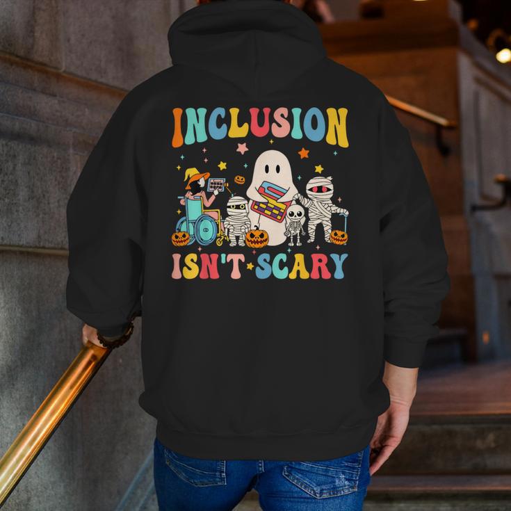 Inclusion Isn't Scary SLP Halloween Sped Teacher Therapy Men Zip Up Hoodie Back Print, funny gift