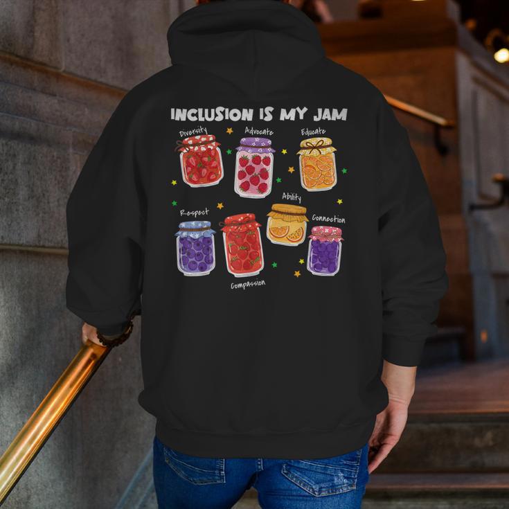 Inclusion Is My Jam Special Education Teacher Para Autism Men Zip Up Hoodie Back Print, funny gift