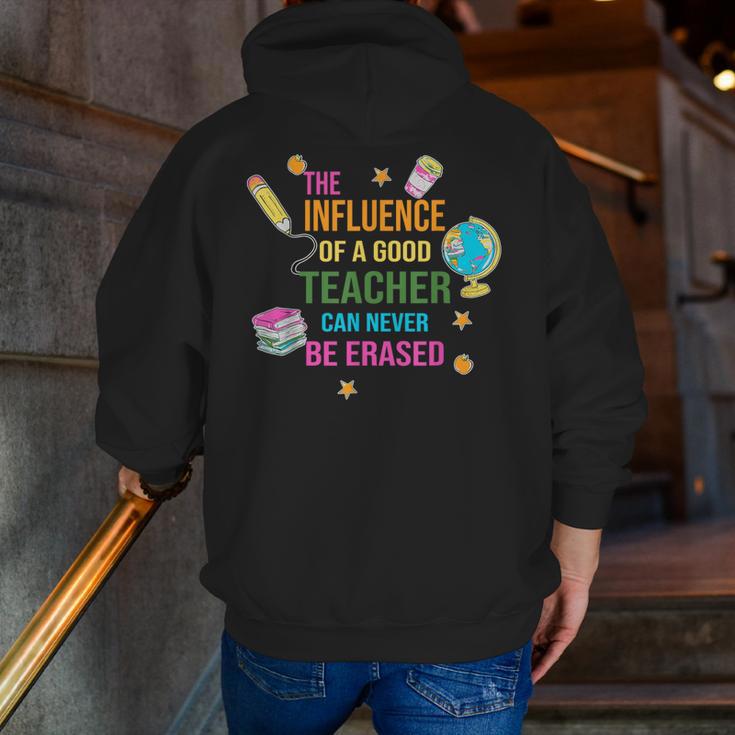 The Influence Of A Good Teacher Can Never Be Erased Quote Men Zip Up Hoodie Back Print, funny gift