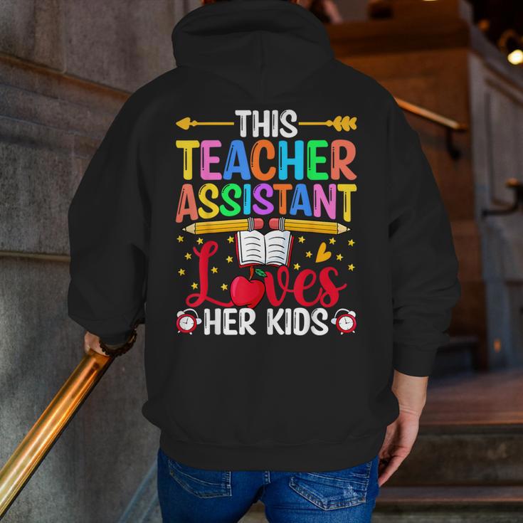Instructional Assistant Loves Her Kids Teacher Assistant Men Zip Up Hoodie Back Print, funny gift