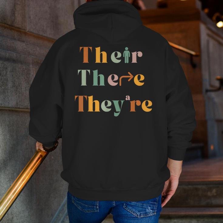 Their There They'Re English Teacher Gramma Police Joke Men Zip Up Hoodie Back Print, English Teacher Hoodies, funny gift