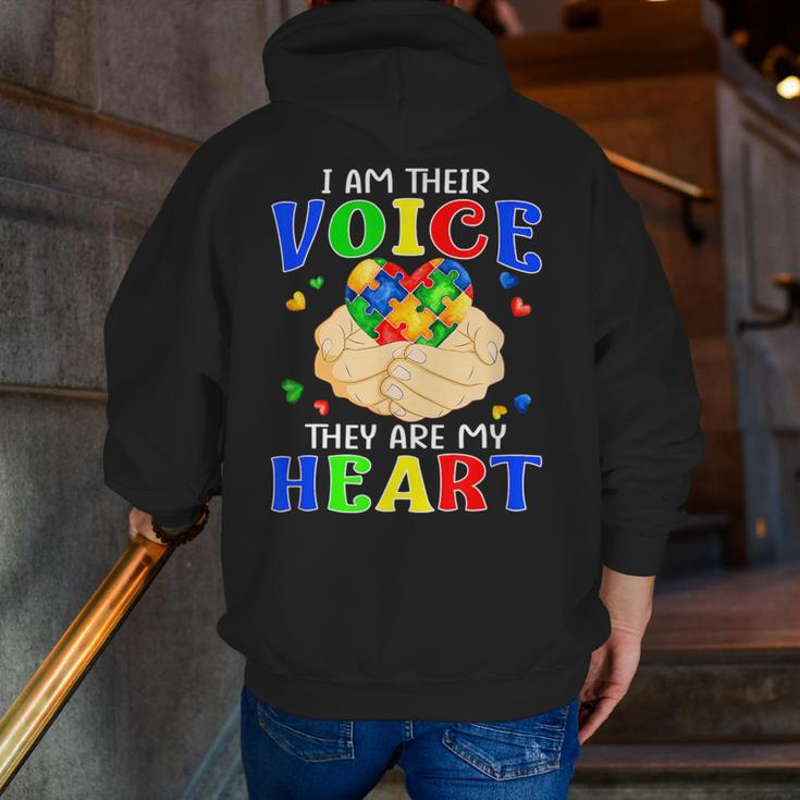 I Am Their Voice They Are My Heart Autism Awareness Teacher Men Zip Up Hoodie Back Print, funny gift I Am Their Voice They Are My Heart Autism Awareness Teacher Men Zip Up Hoodie Back Print, funny gift