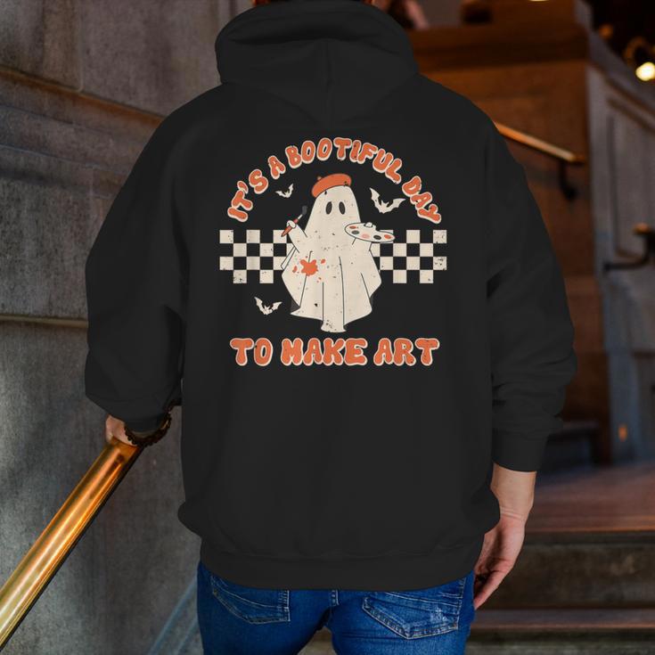 It's A Bootiful Day To Make Art Halloween Art Teacher Men Zip Up Hoodie Back Print, funny gift