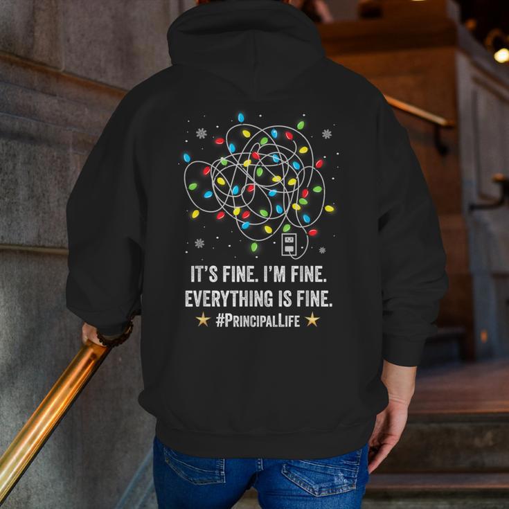 It's Fine I'm Fine Christmas Light Principal Teacher Xmas Men Women Men Zip Up Hoodie Back Print, funny gift It's Fine I'm Fine Christmas Light Principal Teacher Xmas Men Women Men Zip Up Hoodie Back Print, funny gift