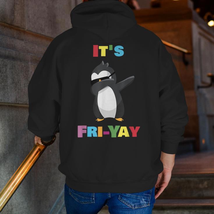 It's Fri-Yay Dabbing Penguin Friday Weekend Teacher Student Men Zip Up Hoodie Back Print, funny gift