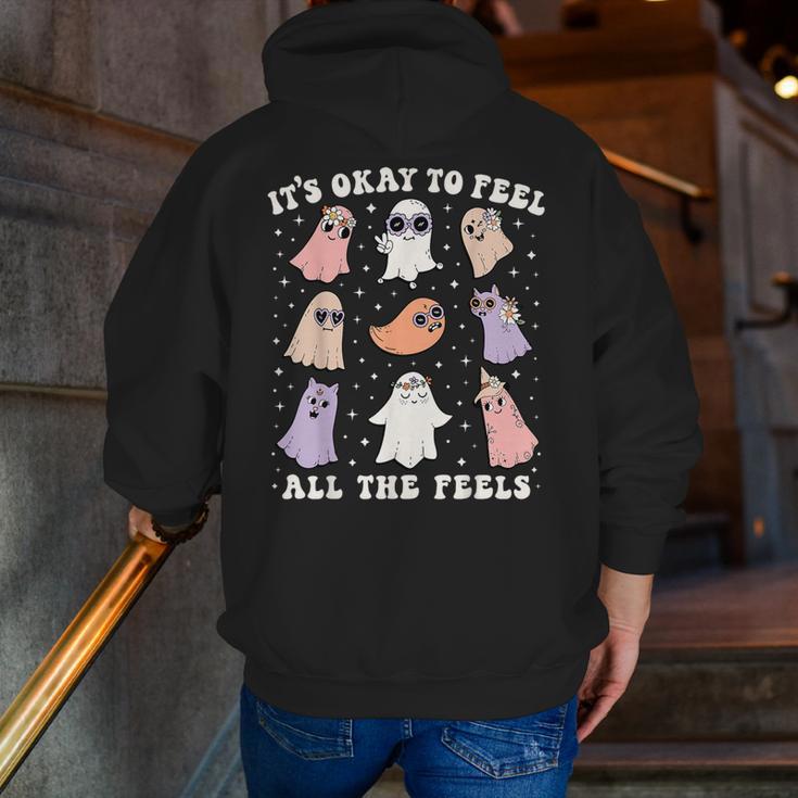 It’s Okay To Feel All The Feels Special Ed Teacher Halloween Men Zip Up Hoodie Back Print, funny gift