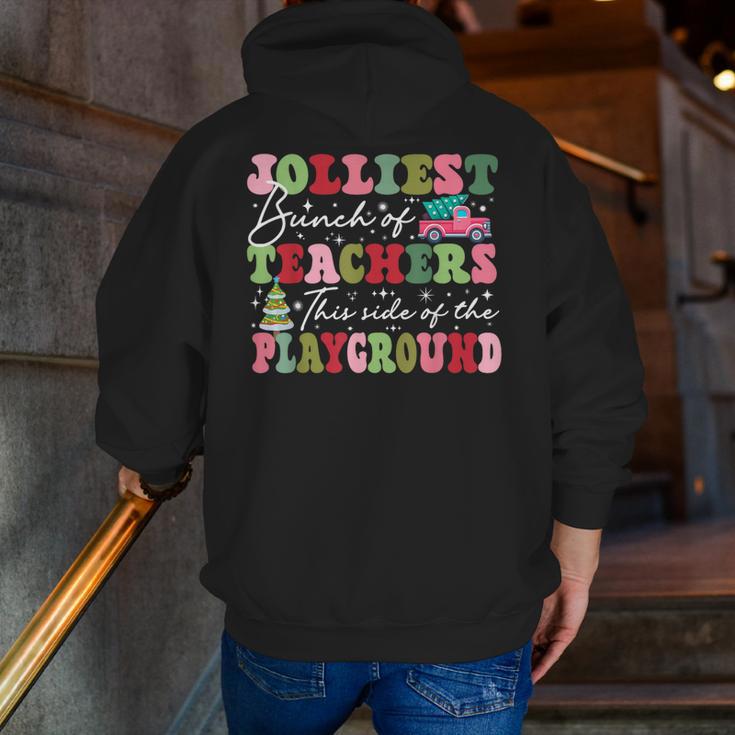 Jolliest Bunch Of Teachers This Side Of The Playground X-Mas Men Zip Up Hoodie Back Print, funny gift Jolliest Bunch Of Teachers This Side Of The Playground X-Mas Men Zip Up Hoodie Back Print, funny gift