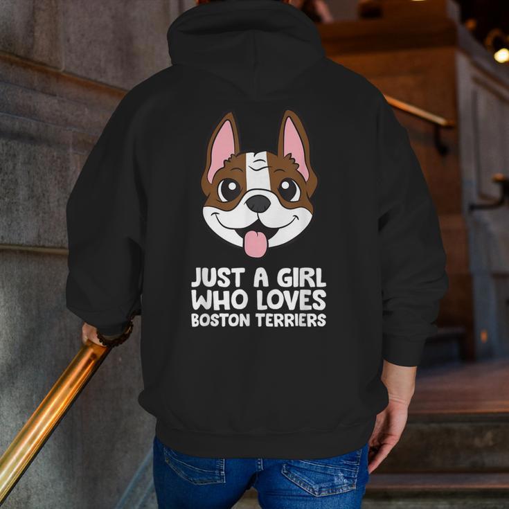 Just a Girl Who Loves Boston Terriers Men Zip Up Hoodie Back Print, funny gift