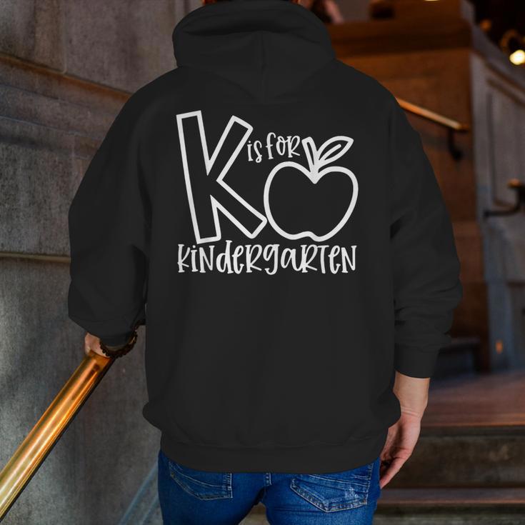 K Is For Kindergarten Kindergarten Teacher Men Women Girls Kids Men Zip Up Hoodie Back Print, funny gift K Is For Kindergarten Kindergarten Teacher Men Women Girls Kids Men Zip Up Hoodie Back Print, funny gift