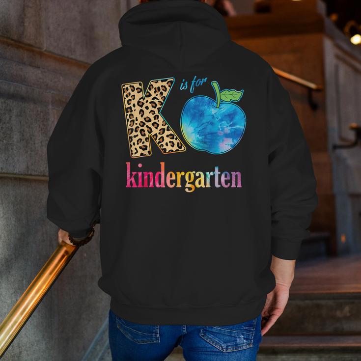 K Is For Kindergarten Teacher Tie Dye Back To School Kinder For Men Women Girls Kids Men Zip Up Hoodie Back Print, funny gift K Is For Kindergarten Teacher Tie Dye Back To School Kinder For Men Women Girls Kids Men Zip Up Hoodie Back Print, funny gift