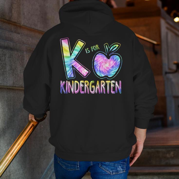 K Is For Kindergarten Teacher Tie Dye Back To School Kinder Men Zip Up Hoodie Back Print, funny gift