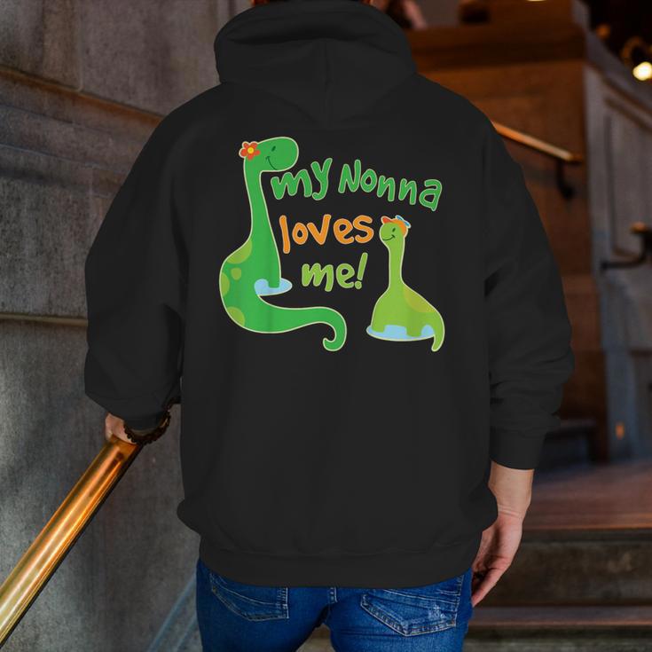 Kids My Nonna Loves Me Dinosaur Grandson Men Zip Up Hoodie Back Print, funny gift