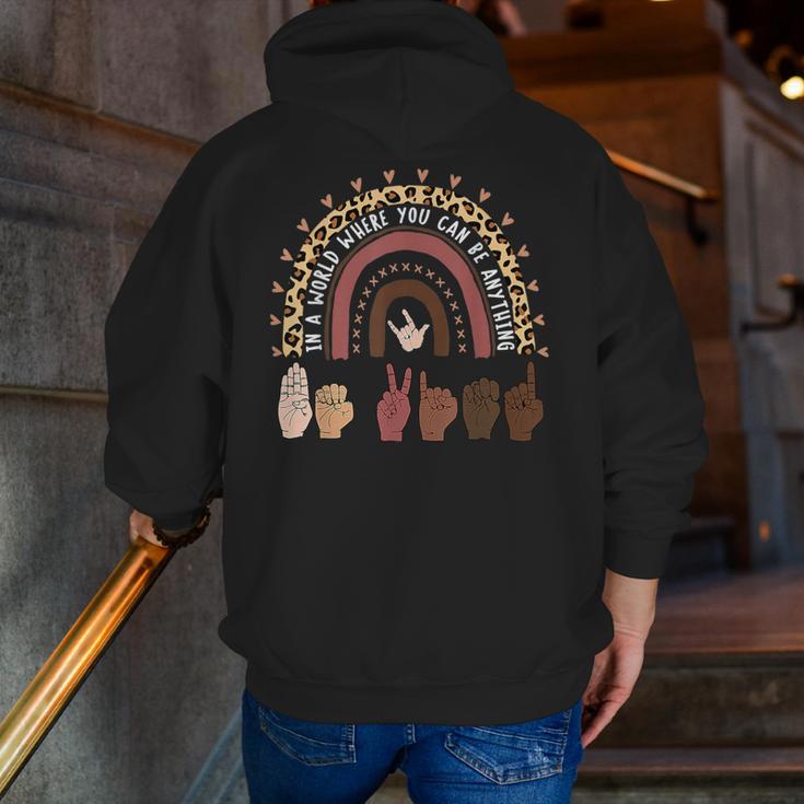 Be Kind Hand-Talking Teacher Artist ASL Men Zip Up Hoodie Back Print, funny gift Be Kind Hand-Talking Teacher Artist ASL Men Zip Up Hoodie Back Print, funny gift