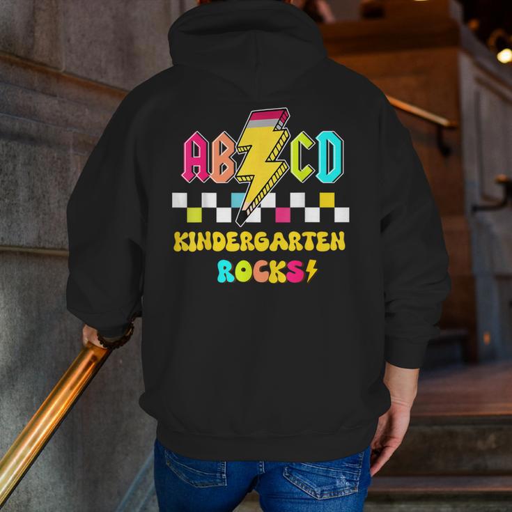 Kindergarten ABCD Rocks Teacher Student Back To School Men Zip Up Hoodie Back Print, funny gift