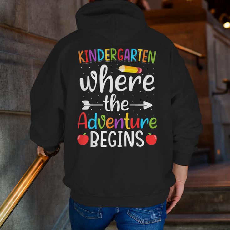 Kindergarten Where The Adventure Begins Shirt Children's Teacher Men Zip Up Hoodie Back Print, funny gift Kindergarten Where The Adventure Begins Shirt Children's Teacher Men Zip Up Hoodie Back Print, funny gift