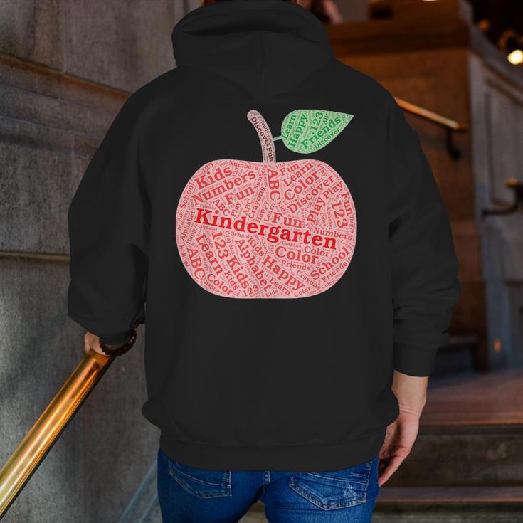 Kindergarten Apple Word Art For Teachers & Students Men Zip Up Hoodie Back Print, funny gift