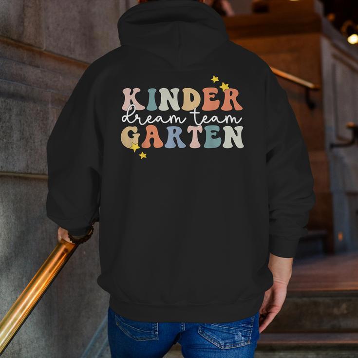 Kindergarten Dream Team Teacher Back To School Men Zip Up Hoodie Back Print, funny gift