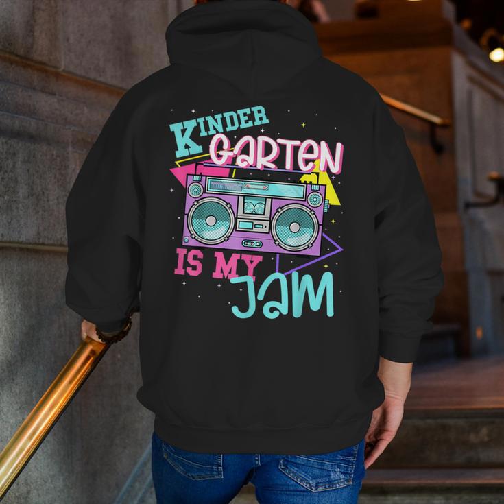 Kindergarten Is My Jam Cute Teacher Shirt 80's 90's Styl Men Zip Up Hoodie Back Print, funny gift