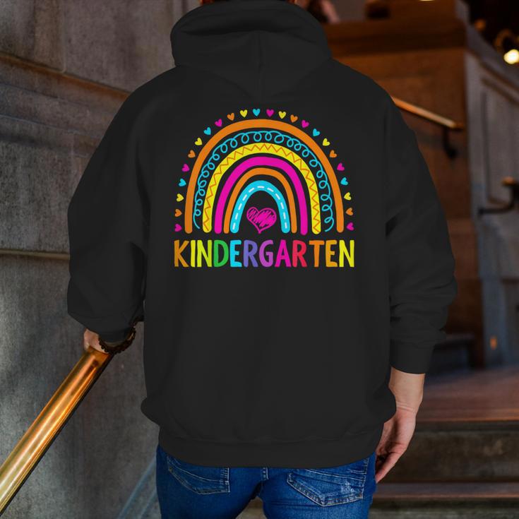 Kindergarten Rainbow Girls Boys Teacher First Day Of School Men Zip Up Hoodie Back Print, funny gift