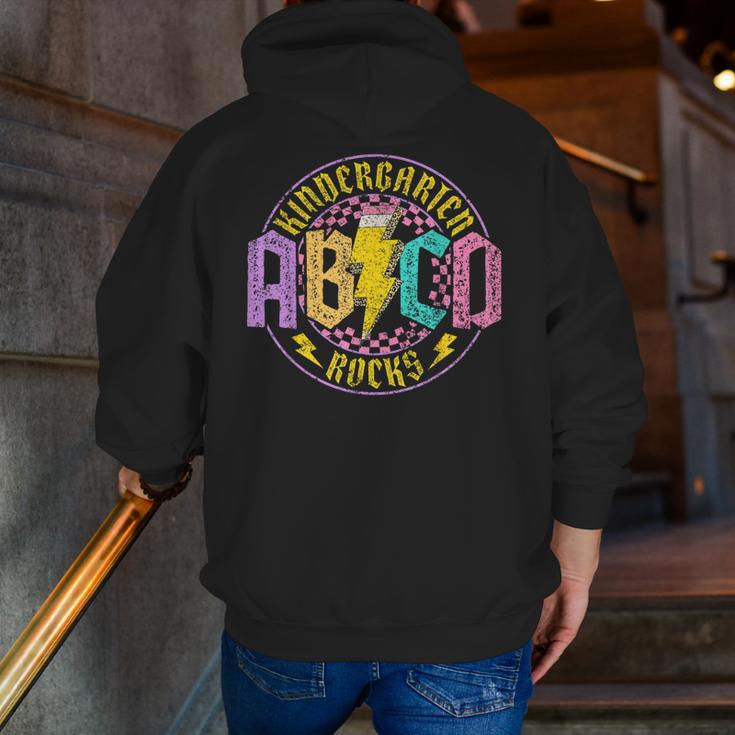 Kindergarten Rocks ABCD Back To School Rock Teacher Men Zip Up Hoodie Back Print, funny gift