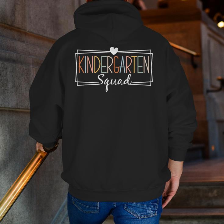Kindergarten Squad Teachers Kids Kindergarten Back To School Men Zip Up Hoodie Back Print, funny gift Kindergarten Squad Teachers Kids Kindergarten Back To School Men Zip Up Hoodie Back Print, funny gift