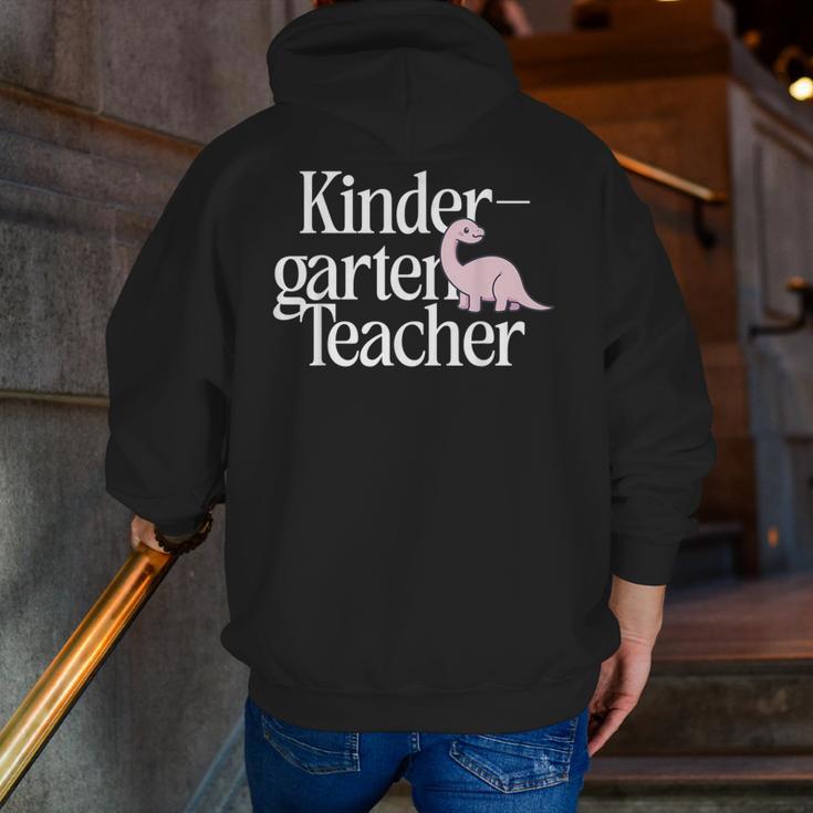 Kindergarten Teacher Dinosaur Back To School Men Zip Up Hoodie Back Print, funny gift