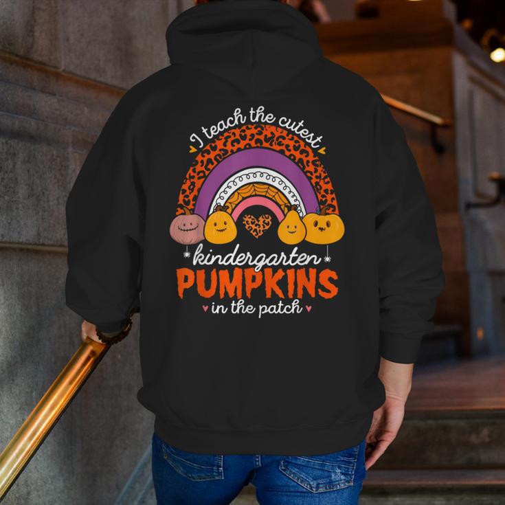 Kindergarten Teacher Pumpkin Patch Cute Men Zip Up Hoodie Back Print, funny gift