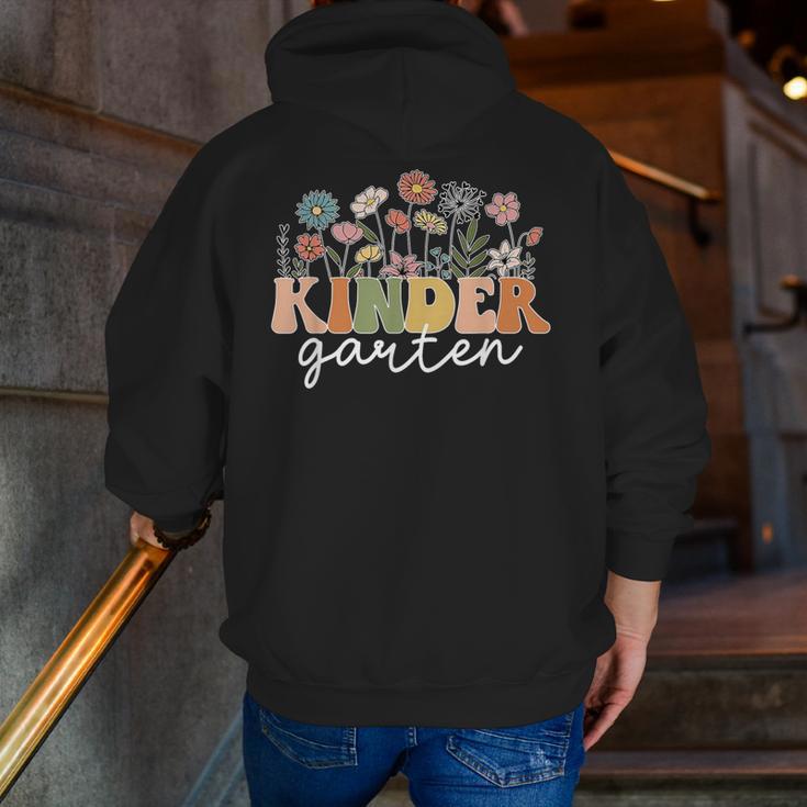 Kindergarten Teacher Wildflower Back To School Floral Outfit Men Women Men Zip Up Hoodie Back Print, funny gift