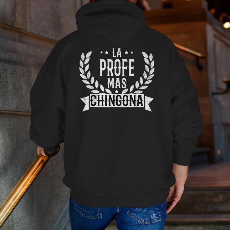 La Profe Mas Chingona Spanish Female Teacher Men Zip Up Hoodie Back Print, funny gift