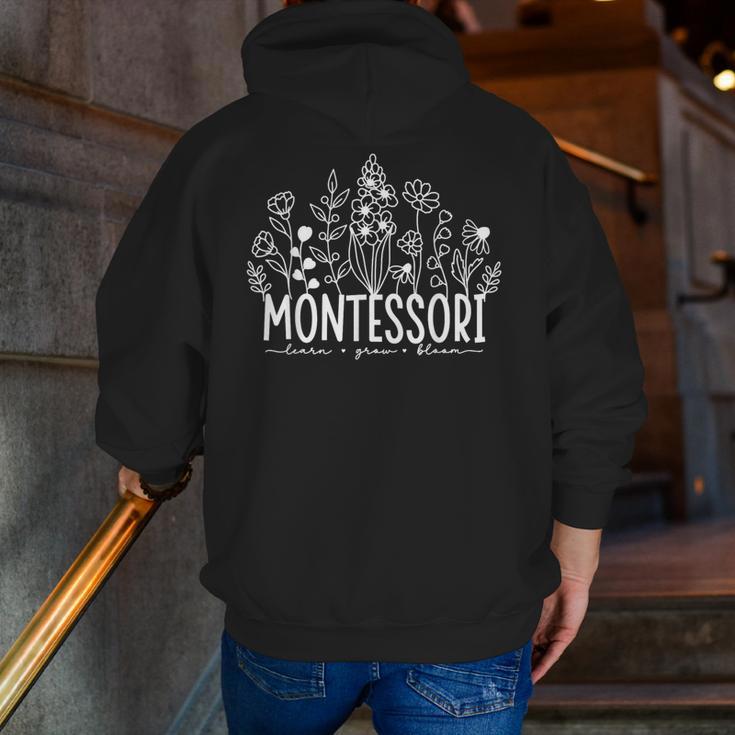 Learn Grow Bloom Wildflowers Appreciation Montessori Teacher Men Zip Up Hoodie Back Print, funny gift Learn Grow Bloom Wildflowers Appreciation Montessori Teacher Men Zip Up Hoodie Back Print, funny gift