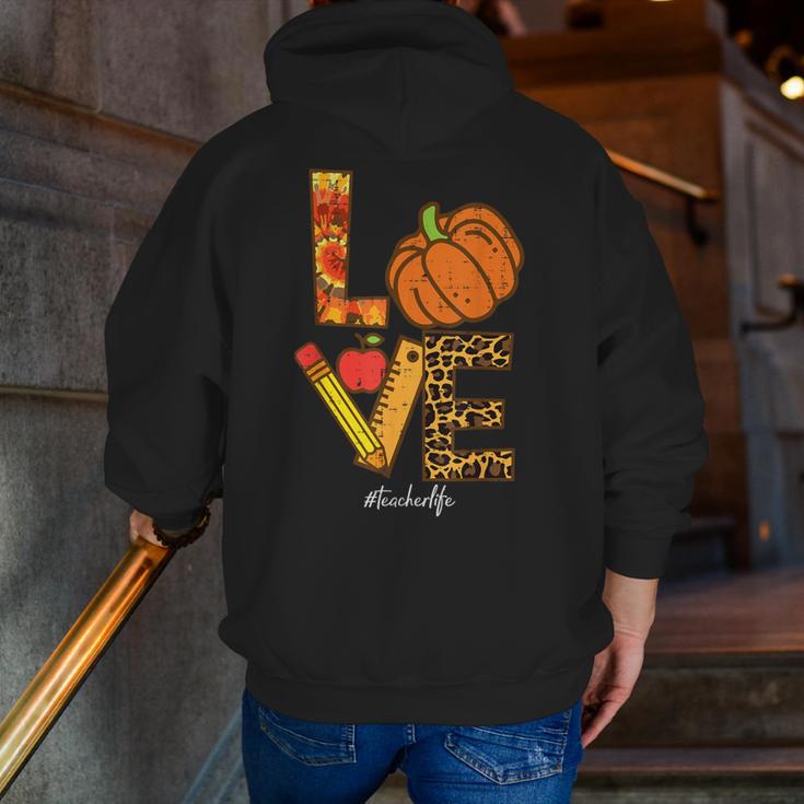 Leopard Pumpkin Love Teacher Life Thanksgiving Fall Women Men Zip Up Hoodie Back Print, funny gift Leopard Pumpkin Love Teacher Life Thanksgiving Fall Women Men Zip Up Hoodie Back Print, funny gift