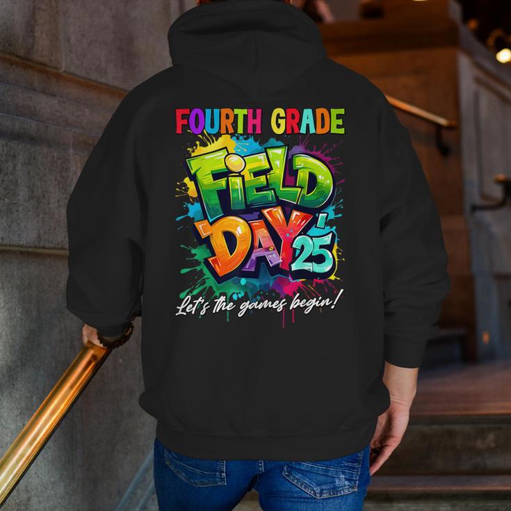 Let The Games Begin Fourth Grade Field Day 2025 Teacher Kid Men Zip Up Hoodie Back Print, funny gift