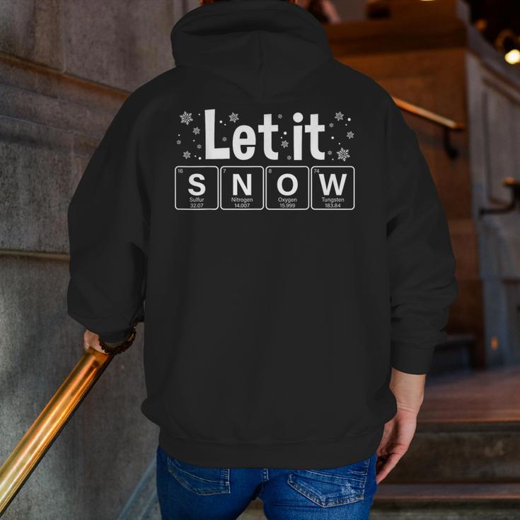 Let It Snow Christmas Pajamas Chemistry Teacher Men Zip Up Hoodie Back Print, funny gift
