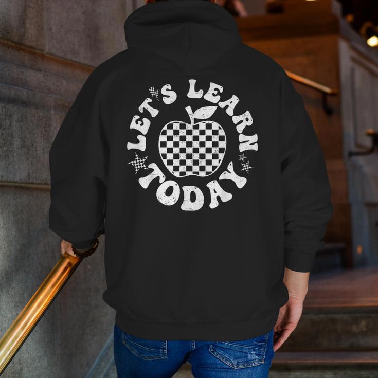 Let's Learn Today Checkered Apple Back To School Teacher Men Zip Up Hoodie Back Print, funny gift Let's Learn Today Checkered Apple Back To School Teacher Men Zip Up Hoodie Back Print, funny gift