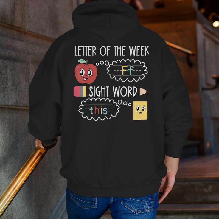 Letter Of The Week Ff Sight Word Teacher Squad Men Zip Up Hoodie Back Print, funny gift