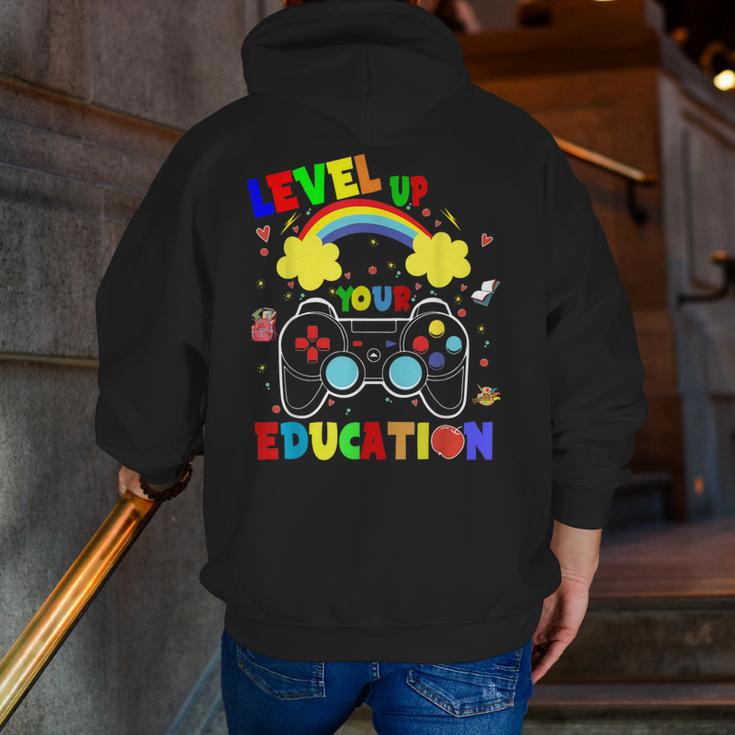 Level Up Your Education Gaming Inspired Teacher Gamers For Men Women Kids Men Zip Up Hoodie Back Print, funny gift Level Up Your Education Gaming Inspired Teacher Gamers For Men Women Kids Men Zip Up Hoodie Back Print, funny gift
