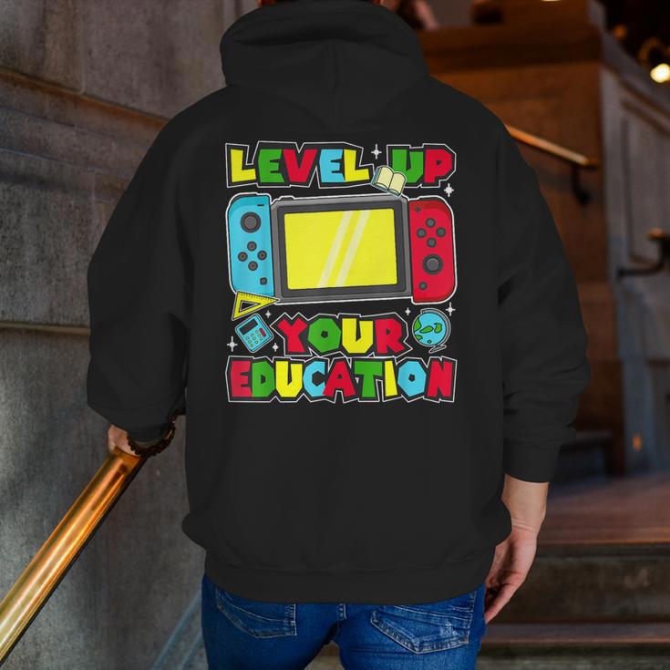 Level Up Your Education Gaming Inspired Teacher Gamers Men Zip Up Hoodie Back Print, funny gift