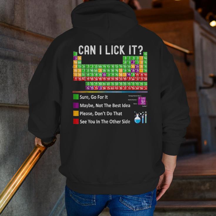 Can I Lick It Periodic Table Chart Science Teacher Cool Meme Men Zip Up Hoodie Back Print, Science Teacher Hoodies, funny gift