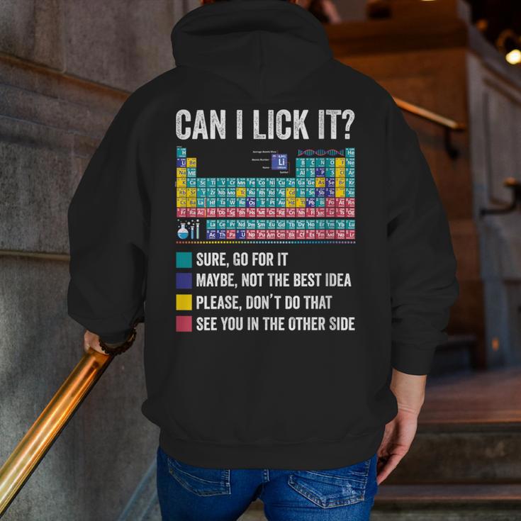 Can I Lick It Periodic Table Of Elements Science Teacher Men Zip Up Hoodie Back Print, Science Teacher Hoodies, funny gift