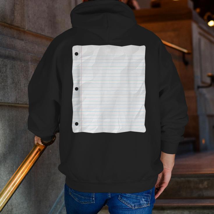 Lined Paper Notebook Halloween Costume For Students Teachers For Men Women Kids Men Zip Up Hoodie Back Print, funny gift