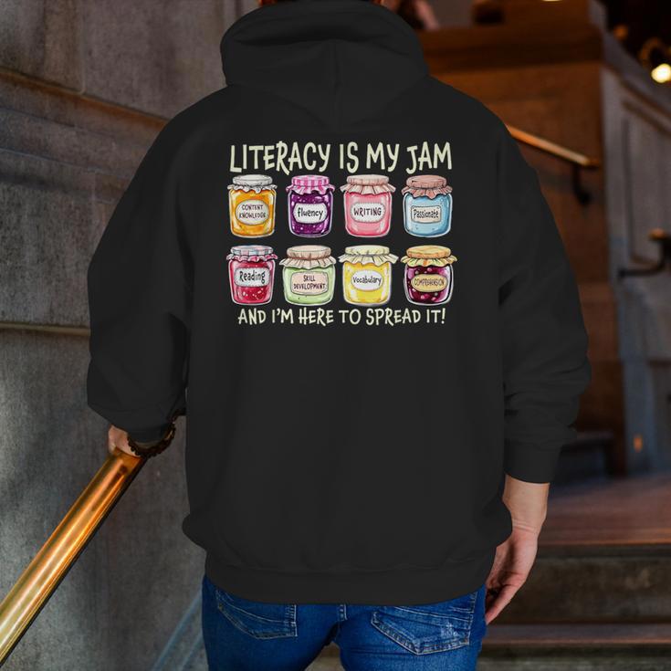 Literacy Is My Jam And I'm Here To Spread Literacy Teacher Men Zip Up Hoodie Back Print, funny gift Literacy Is My Jam And I'm Here To Spread Literacy Teacher Men Zip Up Hoodie Back Print, funny gift