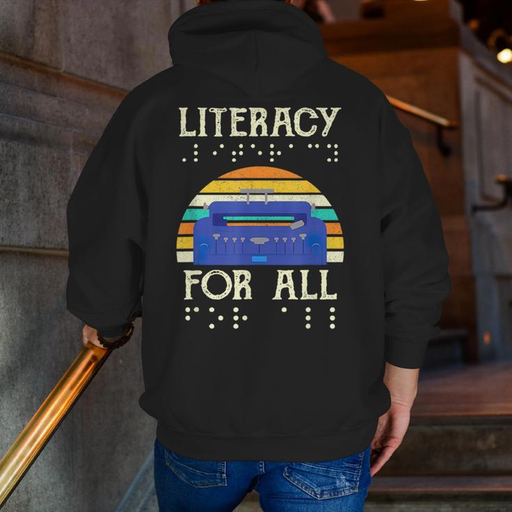 Literacy For All Visually Impaired Braille Teacher The Blind Men Zip Up Hoodie Back Print, funny gift Literacy For All Visually Impaired Braille Teacher The Blind Men Zip Up Hoodie Back Print, funny gift