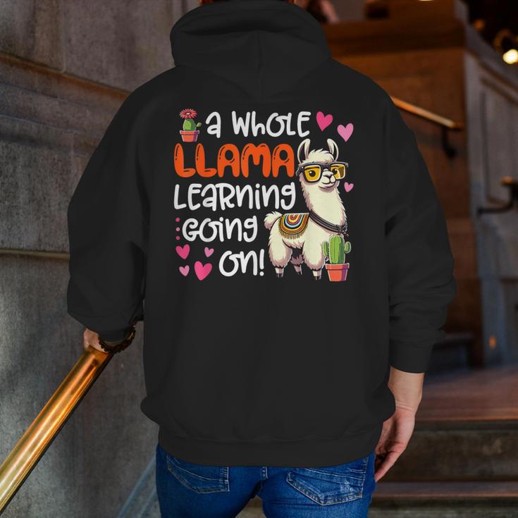 Llama Learning Teachers Students Alpaca Lover Back To School Men Zip Up Hoodie Back Print, funny gift