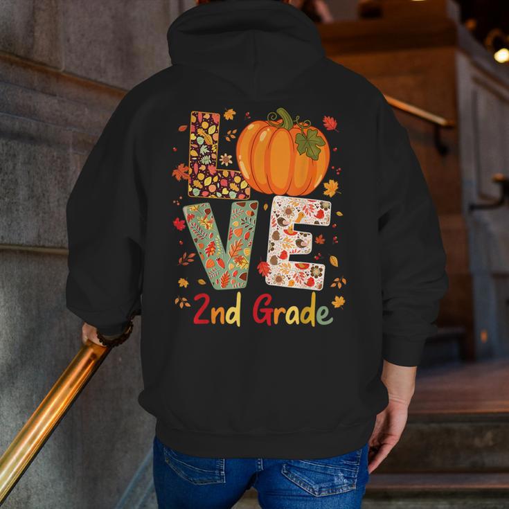 Love 2nd Grade Happy Fall Thanksgiving For 2nd Teacher For Men Women Girls Kids Men Zip Up Hoodie Back Print, 2nd Grade Teacher Hoodies, funny gift