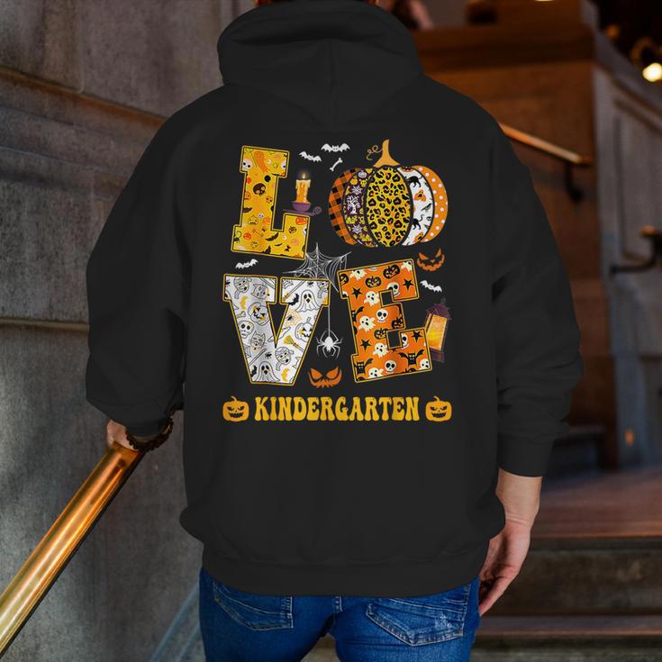 LOVE Kindergarten Pumpkin Teacher Student Halloween Costume Men Zip Up Hoodie Back Print, funny gift LOVE Kindergarten Pumpkin Teacher Student Halloween Costume Men Zip Up Hoodie Back Print, funny gift